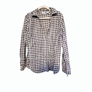 LIZ Claiborne Black, white and Gray Checked Blouse.